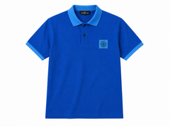 Stone Island embroidery compass badge logo short sleeve polo blue