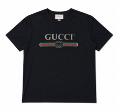 Gucci oversize printed chest monogram logo short tee black