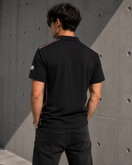 Moncler tricolor tape short polo black