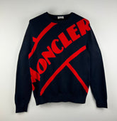 Moncler knit sweater navy/red