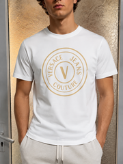 Versace Jeans Couture printed round gold/white tee