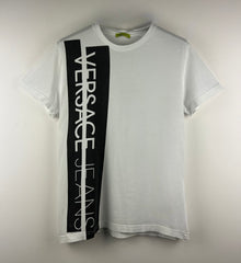 Versace Jeans printed black spellout side logo short tee whitw