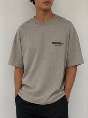 Essentials Fear Of God oversize printed logo short sleeve tee homestay heather