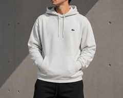 Lacoste embroidered crocodile crafted patch-logo hoodie white