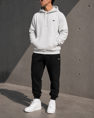 Lacoste embroidered crocodile crafted patch-logo hoodie white