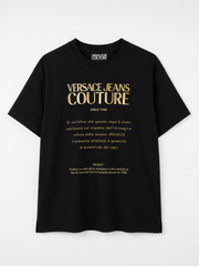 Versace Jeans Couture printed gold graphic logo short tee black