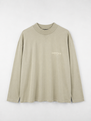 Essentials Fear Of God logo-flocked oversize cotton jersey long sleeve tee neutrals