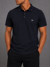 C.P. Company embroidery monogram patch-logo short polo navy