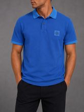 Stone Island embroidery compass badge logo short sleeve polo blue