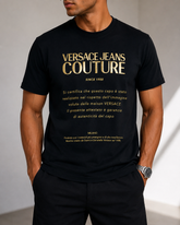 Versace Jeans Couture printed gold graphic logo short tee black