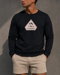 Pyrenex printed patch-logo crewneck sweatshirt black