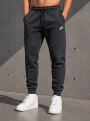 Nike Tech fleece zipper detail printed logo sweatpants dark grey