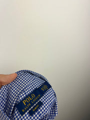 Ralph Lauren navy patch-logo checked button-down long shirt blue/white