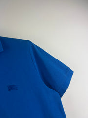 Burberry Checked Nova embroidered blue equestrian knight short sleeve polo blue