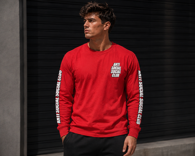 Anti Social Social Club printed graphic Social Cancelled long sleeve tee red/white
