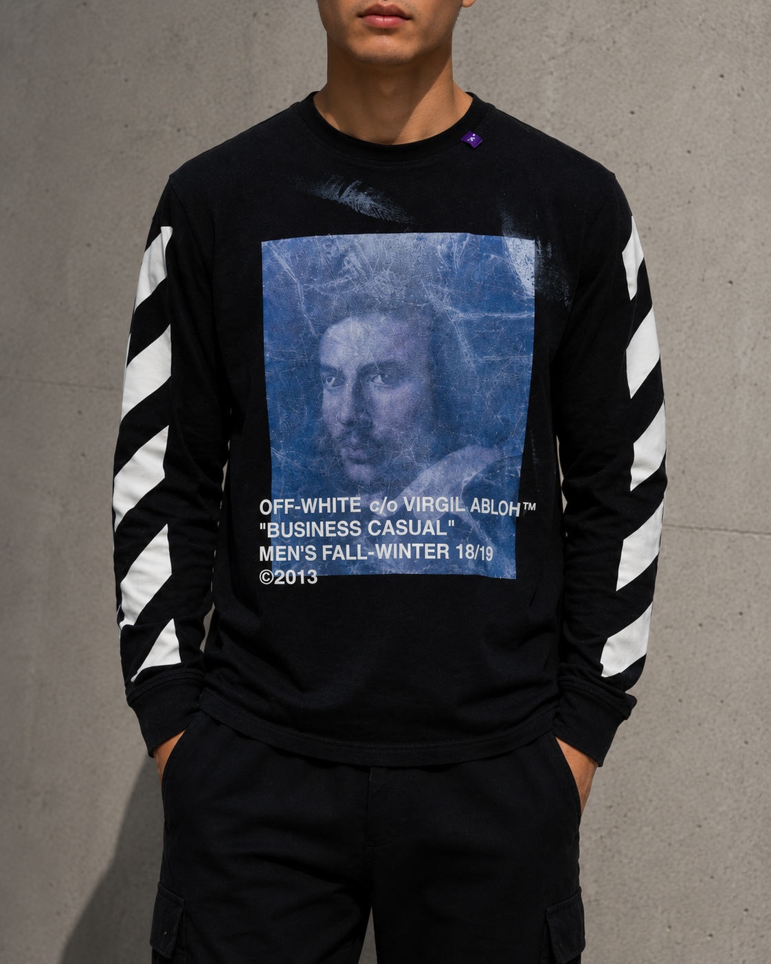 Off-White Virgil Abloh long sleeve sweater black printed graphic