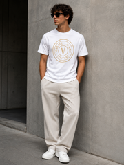 Versace Jeans Couture printed round gold/white tee