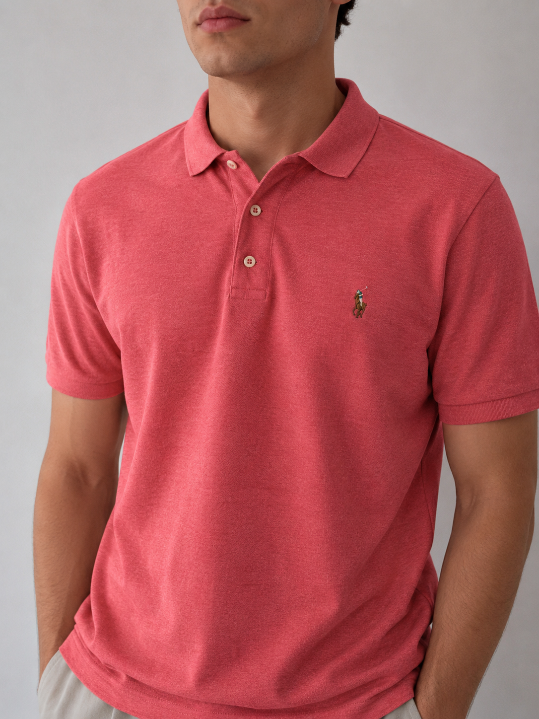 Ralph Lauren Oxford Multi Patch Polo Coral