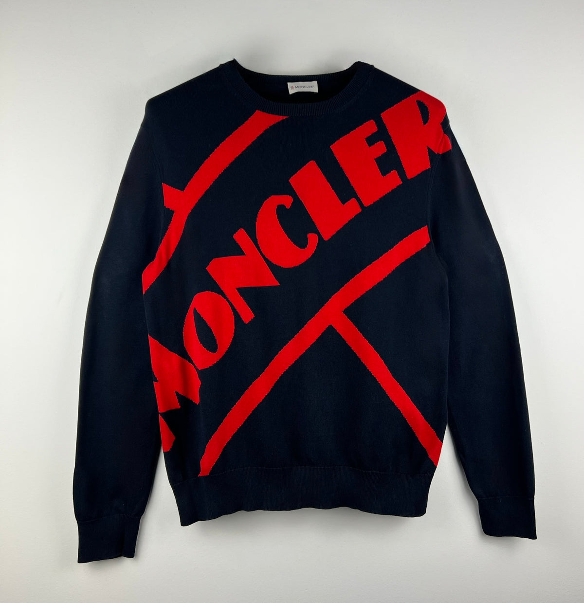 Moncler knit sweater navy/red