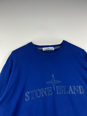 Stone Island printed compass graphic monogram logo long sleeve tee vibrant blue