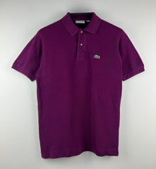 Lacoste embroidered crocodile patch-logo short polo purple