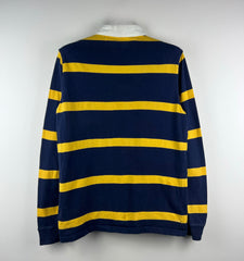 Ralph Lauren embroidery yellow patch-logo long sleeve striped polo navy/yellow