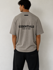 Essentials Fear Of God oversize printed logo short sleeve tee homestay heather