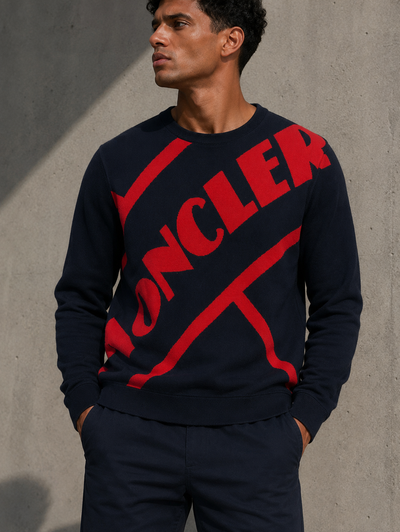 Moncler knit sweater navy/red