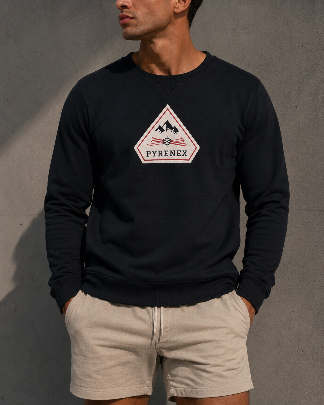 Pyrenex printed patch-logo crewneck sweatshirt black