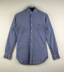 Ralph Lauren navy patch-logo checked button-down long shirt blue/white