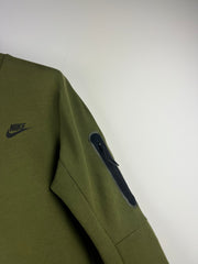 Nike Tech Fleece zipper details printed black logo sweatshirt drak green
