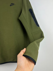Nike Tech Fleece zipper details printed black logo sweatshirt drak green